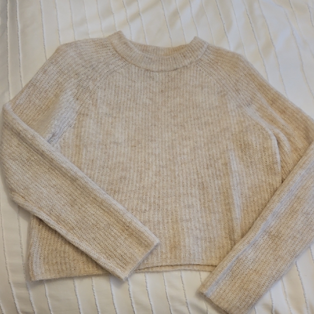 Zara Cream Women's Crew Neck Alpaca Sweater